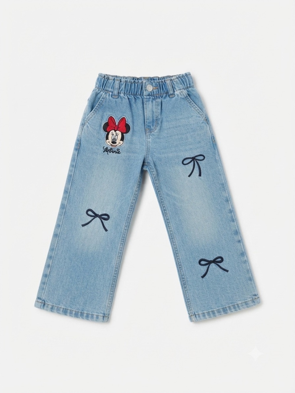 5T Disney x H&M Barrel Jeans Embroidered Bows Vaca Back to School Wide Leg